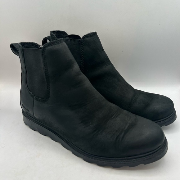 Sorel Women's Ainsley Boot Size 10.5 Waterproof  Chelsea Pull On Black Leather - Picture 2 of 10